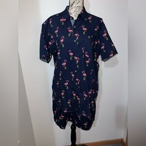Huntington BC Surf Team Flamingo Cabana Set - Button Down & Shorts - NWT  XL